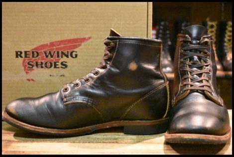 【8D 箱付 中古 23年】レッドウィング 9060 ベックマン ブラッククローンダイク 黒 茶芯 フラットボックス 編み上げ ブーツ redwing HOPESM