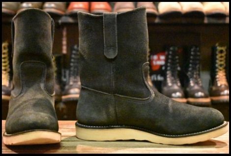 【8.5E 良品 BEAMS別注 09年】レッドウィング 8177 黒スエード ペコス ブラック ラフアウト ブーツ redwing pecos HOPESMORE
