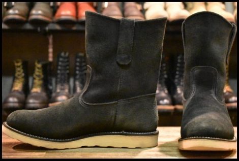 【8.5E 良品 BEAMS別注 09年】レッドウィング 8177 黒スエード ペコス ブラック ラフアウト ブーツ redwing pecos HOPESMORE