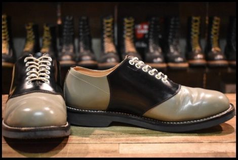 【26CM 良品】REGAL リーガル サドルシューズ 2051 オックスフォード 黒×灰 ツートン 編み上げ 短靴 ローカット ブーツ HOPESMORE