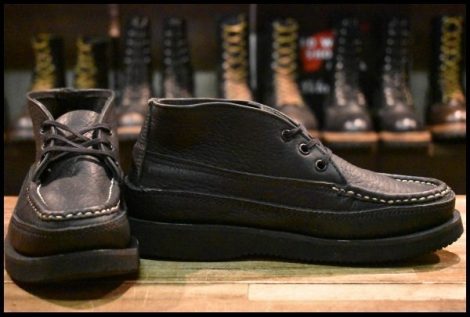 【5.5E 美品】RUSSELL MOCCASIN ラッセルモカシン スポーティングクレーチャッカ 200-27WB ダブルモカシン ブラック ブーツ HOPESMORE