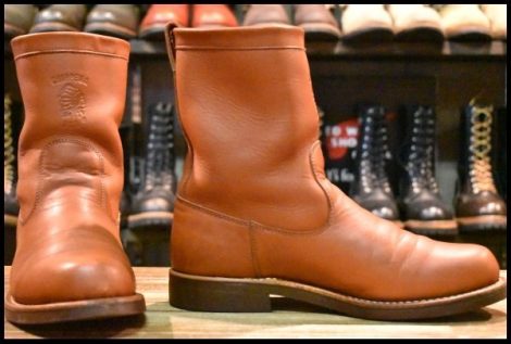 【9D 良品 黒タグ】Chippewa チペワ ウェリントン ラセット 91091 プルオン 茶 ブラウン ビブラム700 10インチハイト ブーツ HOPESMORE