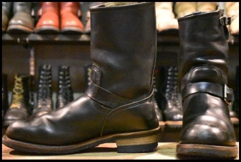 【9.5D 良品 PT91プリント】レッドウィング 2268 エンジニア 黒 ブラッククローム スチールトゥ ブーツ redwing HOPESMORE
