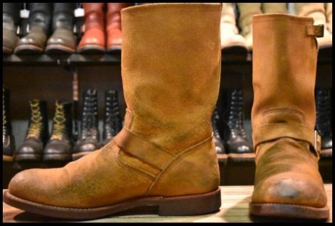 【11.5D 良品 10年】レッドウィング 2992 スエード エンジニア バーントオレンジ ミュールスキナー 茶 ブーツ redwing HOPESMORE