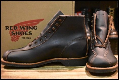 【8.5D 箱付 未使用 18年】レッドウィング 8825 アウティング 黒 ブラック プレーリー 茶芯 先芯なし 編み上げ ブーツ redwing HOPESMORE