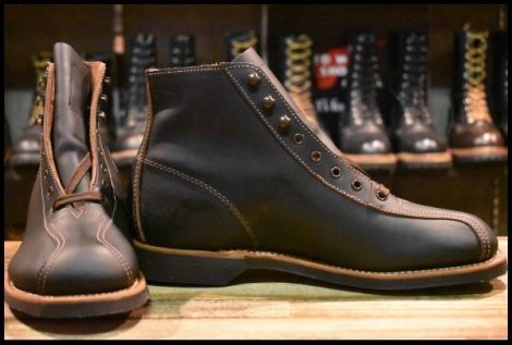 【8.5D 箱付 未使用 18年】レッドウィング 8825 アウティング 黒 ブラック プレーリー 茶芯 先芯なし 編み上げ ブーツ redwing HOPESMORE