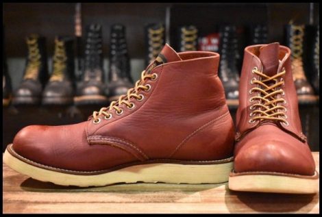 【8D 良品 半円犬タグ 98年】レッドウィング 8166 アイリッシュセッター 赤茶 オロラセット プレーントゥ ブーツ redwing HOPESMORE