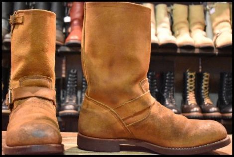 【11.5D 良品 10年】レッドウィング 2992 スエード エンジニア バーントオレンジ ミュールスキナー 茶 ブーツ redwing HOPESMORE