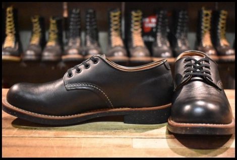 【8D 美品 14年】レッドウィング 8051 フォアマン オックスフォード ブラックスター 黒 短靴 ローカット ブーツ redwing HOPESMORE