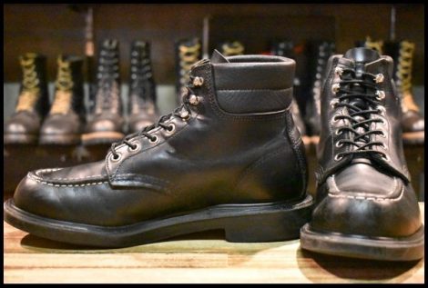 【8.5E 良品 23年】レッドウィング 8133 スーパーソール 黒 ブラッククローム モックトゥ 編み上げ レースアップ ブーツ redwing HOPESMORE