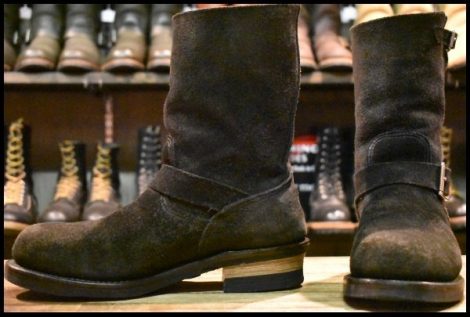 【9D 良品 10年】レッドウィング 8274 黒スエード エンジニア ブラック ラフアウト スチールトゥ プルオン ブーツ redwing HOPESMORE