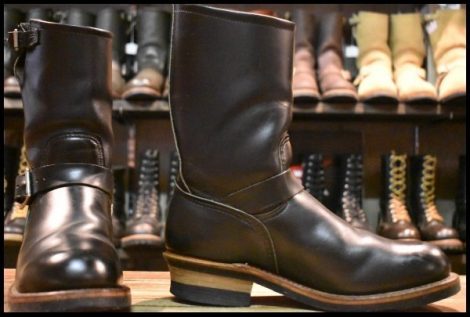 【8D 良品 PT91刺繍】レッドウィング 2268 エンジニア 黒 ブラッククローム スチールトゥ プルオン ブーツ redwing HOPESMORE