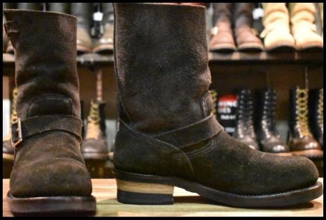 【9D 良品 10年】レッドウィング 8274 黒スエード エンジニア ブラック ラフアウト スチールトゥ プルオン ブーツ redwing HOPESMORE