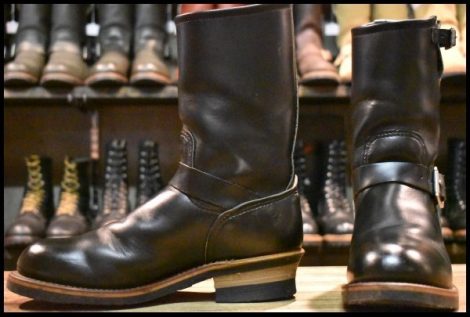 【8D 良品 PT91刺繍】レッドウィング 2268 エンジニア 黒 ブラッククローム スチールトゥ プルオン ブーツ redwing HOPESMORE