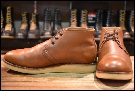 【8D 旧羽タグ 良品 92年01月】レッドウィング 595 チャッカ 茶 ブラウン ビブラム 短靴 編み上げ ローカット ブーツ redwing HOPESMORE