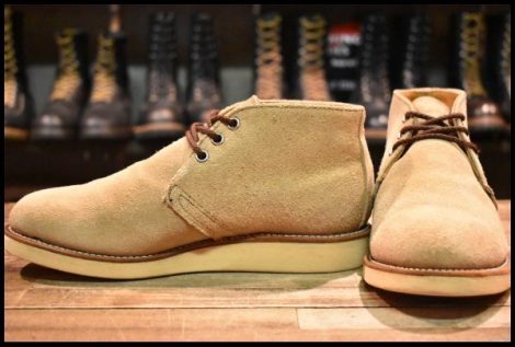 【6.5D 良品 羽タグ 00年】レッドウィング 8895 スエード チャッカ タン ラフアウト 短靴 ベージュ ブーツ redwing HOPESMORE