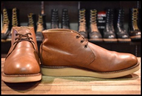 【8D 旧羽タグ 良品 92年01月】レッドウィング 595 チャッカ 茶 ブラウン ビブラム 短靴 編み上げ ローカット ブーツ redwing HOPESMORE