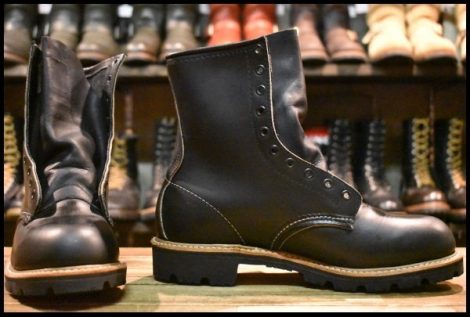 【8D 箱付DEAD PT91プリントEH 93年08月刻印】レッドウィング 8273 ジッパー付き ブラック 黒 ファイヤーマン ブーツ redwing HOPESMORE