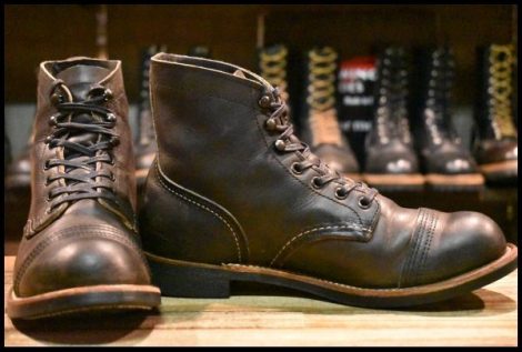 【7.5D 良品 22年】レッドウィング 8086 アイアンレンジャー チャコール ラフ＆タフ キャップトゥ 編み上げ ブーツ redwing HOPESMORE
