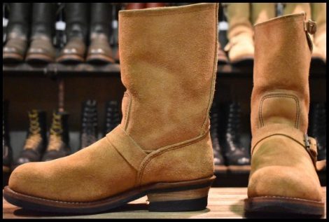 【10D 良品 19年】レッドウィング 9269 スエード エンジニア タン ブルハイド ラフアウト ベージュ プルオン ブーツ redwing HOPESMORE