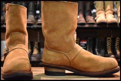 【10D 良品 19年】レッドウィング 9269 スエード エンジニア タン ブルハイド ラフアウト ベージュ プルオン ブーツ redwing HOPESMORE