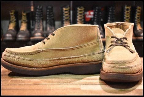 【9.5E 良品】RUSSELL MOCCASIN ラッセルモカシン スポーティングクレーチャッカ ダブルモカシン ララミースエード 短靴 ブーツ HOPESMORE