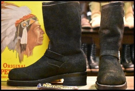 【7E 箱付 DEAD 黒タグ】Chippewa チペワ 91069 黒スエード エンジニア ブラック ラフアウト スチールトゥ ブーツ HOPESMORE