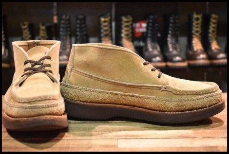 【9.5E 良品】RUSSELL MOCCASIN ラッセルモカシン スポーティングクレーチャッカ ダブルモカシン ララミースエード 短靴 ブーツ HOPESMORE