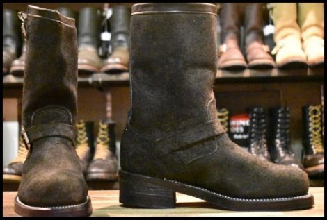 【7E 箱付 DEAD 黒タグ】Chippewa チペワ 91069 黒スエード エンジニア ブラック ラフアウト スチールトゥ ブーツ HOPESMORE