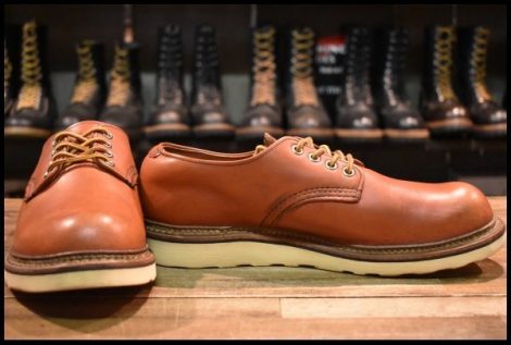【8D 良品 13年】レッドウィング 8001 オックスフォード 赤茶 オロラセット プレーントゥ ラウンドトゥ 短靴 ブーツ redwing HOPESMORE