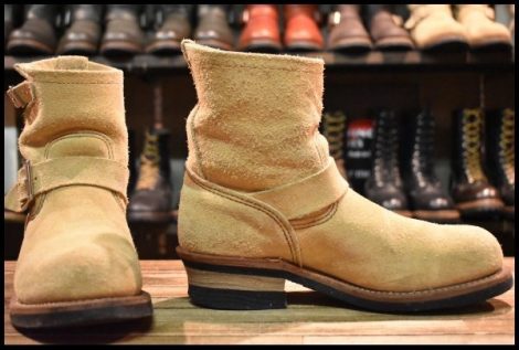 【7D 良品 14年】レッドウィング 2965 ショート スエードエンジニア ホーソーンアビレーンラフアウト プルオン ブーツ redwing HOPESMORE