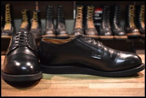 【8.5D 箱付 良品 25年】レッドウィング 101 ポストマン シューズ ブラックシャパラル ローカット 短靴 編み上げ ブーツ redwing HOPESMORE