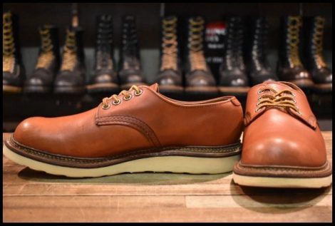 【8D 良品 13年】レッドウィング 8001 オックスフォード 赤茶 オロラセット プレーントゥ ラウンドトゥ 短靴 ブーツ redwing HOPESMORE