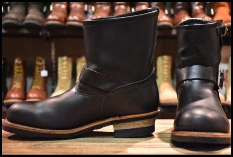 【9.5D 良品 08年】レッドウィング 2976 ショート エンジニア 黒 ブラッククローム スチールトゥ プルオン ブーツ redwing HOPESMORE