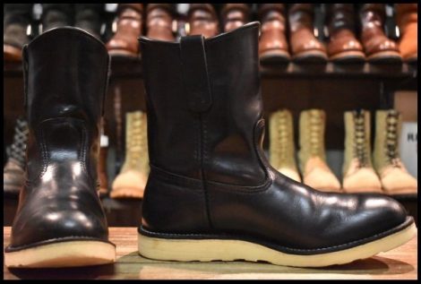 【9.5E 箱付 良品 07年】レッドウィング 8169 ペコス 黒 ブラッククローム プルオン クッションソール ブーツ redwing pecos HOPESMORE