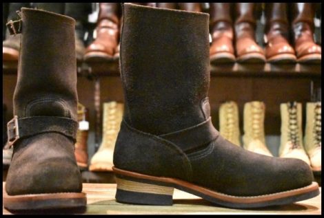 【8D 良品 10年】レッドウィング 8274 黒スエード エンジニア ブラック ラフアウト スチールトゥ プルオン ブーツ redwing HOPESMORE