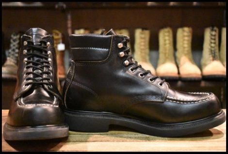 【9D 箱付 良品 羽タグ】レッドウィング 8133 スーパーソール 黒 ブラッククローム モックトゥ ブーツ redwing HOPESMORE