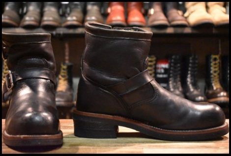 【8E 良品 黒タグ】Chippewa チペワ 1901M10 ショートエンジニア ブラック 黒 スチールトゥ ビブラム ブーツ HOPESMORE