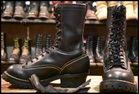 【7E 良品 12年】WESCO ウエスコ ジョブマスター 黒 ブラック ビブラム100シングル 9インチハイト 編み上げ ブーツ HOPESMORE