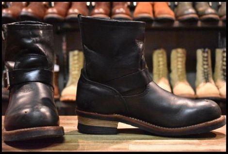 【8.5D 中古 13年】レッドウィング 2976 ショート エンジニア 黒 ブラッククローム スチールトゥ ブーツ redwing HOPESMORE