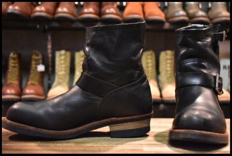 【8.5D 中古 13年】レッドウィング 2976 ショート エンジニア 黒 ブラッククローム スチールトゥ ブーツ redwing HOPESMORE