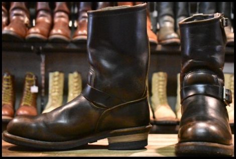 【9D 良品 PT91プリント 94年】レッドウィング 2268 エンジニア ブラッククローム スチールトゥ プルオン ブーツ redwing HOPESMORE