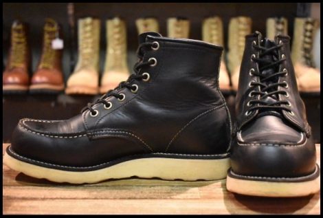 【6E 良品 犬タグ 98年】レッドウィング 8179 アイリッシュセッター 黒 ブラッククローム モックトゥ 編み上げ ブーツ redwing HOPESMORE