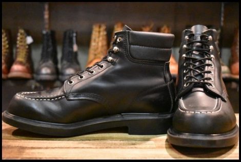 【8.5E 美品 19年】レッドウィング 8133 スーパーソール 黒 ブラッククローム モックトゥ 編み上げ ブーツ redwing HOPESMORE