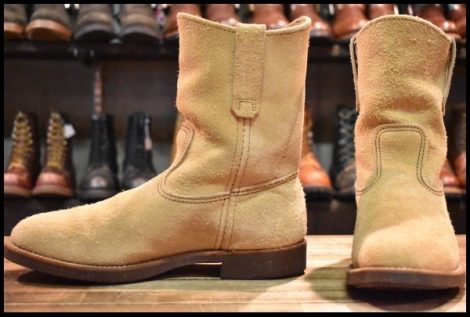 【7.5E 良品 羽タグ 97年】レッドウィング 1188 スエード ペコス タン ラフアウト ベージュ ブーツ redwing pecos HOPESMORE
