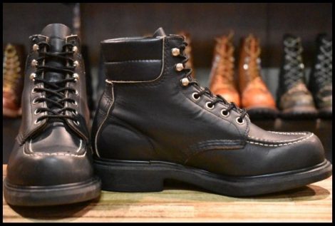 【6D 良品 羽タグ 98年】レッドウィング 8133 スーパーソール 黒 ブラッククローム モックトゥ レースアップ ブーツ redwing HOPESMORE