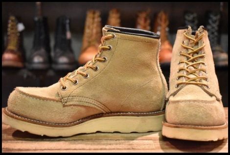 【4.5E? 良品 犬タグ】レッドウィング 8173 スエード アイリッシュセッター タン ラフアウト モックトゥ ブーツ redwing HOPESMORE
