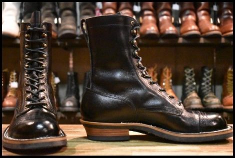 【9.5 美品】Rolling dub trio ローリングダブトリオ ROOTS ルーツ ホースバットブラック 黒 キャップトゥ 編み上げ ブーツ HOPESMORE