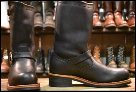 【8.5E 箱付 美品 白タグ】Chippewa チペワ 27899 エンジニア 黒 ブラック 11インチハイト スチールトゥ ブーツ HOPESMORE