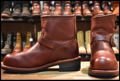 【9E 良品 黒タグ】Chippewa チペワ 91067 ショートエンジニア ブラウン 7インチハイト コードバン ブーツ HOPESMORE